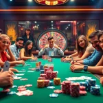 Players engaging in poker at https://mm88.sa.com/, showcasing vibrant chips and an energized atmosphere.