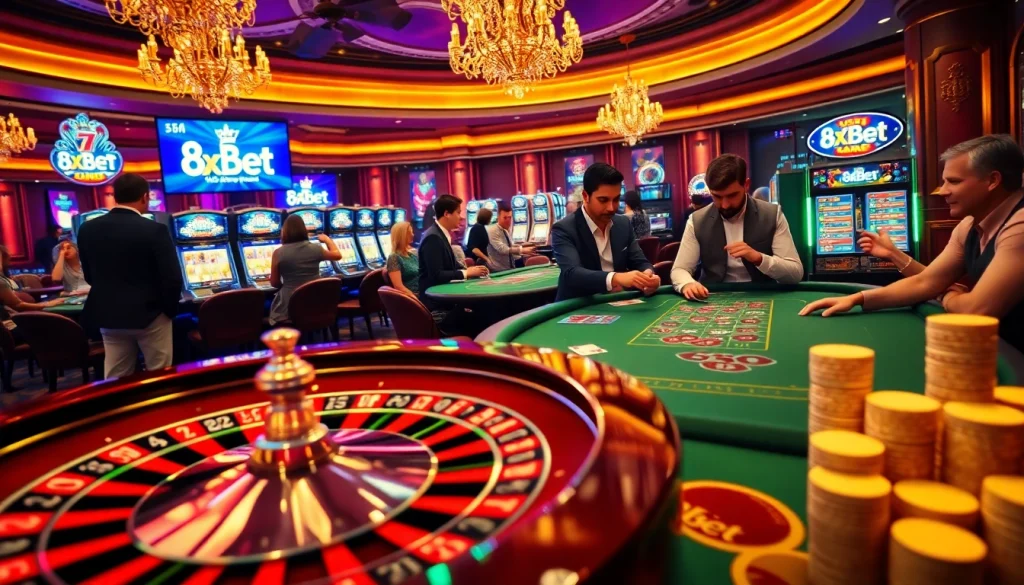 Experience the thrill of winning at 8XBET with engaging casino games and vibrant roulette wheels.