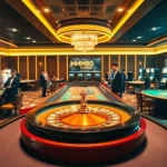 Players enjoying high-stakes casino games at https://mm88.com.se/ with a vibrant roulette and luxurious tables.