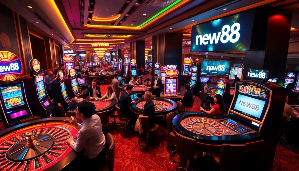 Experience the dynamic atmosphere at new88 casino with roulette, poker, and slot games.