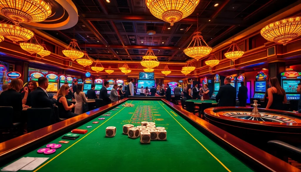 Exciting casino scene featuring trực tiếp bóng đá VanKhanhTV and vibrant gambling activities.